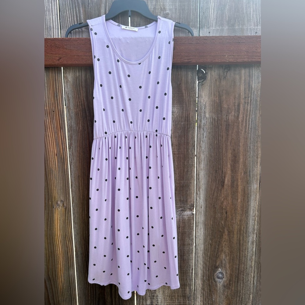 BOMBOM Dress Lavender with Polka Dots size S NWOT